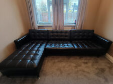 black leather sofa chaise for sale  ROMFORD