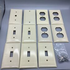 Sierra Electric Lot Of 11 Vintage Beige Ribbed Wall Plates W/ 18 Matching Screws for sale  Shipping to South Africa