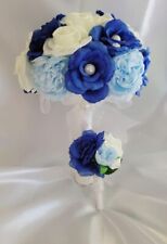 Boutonnière Bride Pearls Bouquet and Groom (azul real/azul claro/blanco segunda mano  Embacar hacia Argentina
