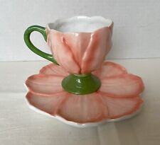 Conjunto de xícara e prato vintage Teleflora rosa pêssego tulipa muito bom estado usado comprar usado  Enviando para Brazil