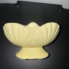 Vintage MCM Yellow Pottery Planter Pedestal Scalloped Leaves, used for sale  Shipping to South Africa