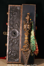 28,4" Antigo Tibetano Madeira Roxa Bronze Caixa de Dragão Conjunto de Suporte de Adaga Phurba  comprar usado  Enviando para Brazil