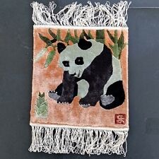 Used, PANDA RUG Handwoven SILK Carpet 1 Ft x 1 Ft  Eucalyptus SUNSET COLOR Fringes VTG for sale  Shipping to South Africa