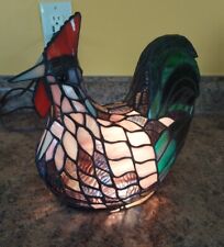 EUC 90's Vintage Farmhouse Glass Stained 11 Inch Chicken Hen Lamp Works Great for sale  Shipping to South Africa