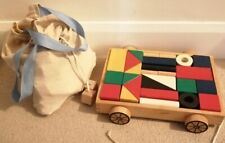 Bundle Wooden Children's Toddler Toys, Pull Along Block Truck & Bag Of Blocks for sale  Shipping to South Africa