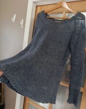 Used, Net Sweater Gray Fishnet Hand Knit Jumper Long Sleeve Lightweight Jigsaw  for sale  Shipping to South Africa