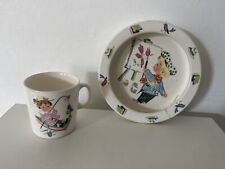 Used, Figgjo Flint Norway Children’s Painting Plate Dish Girl boat Mug fishing VTG for sale  Shipping to South Africa