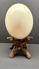 Authentic Hallowed Ostrich Egg On Wooden Display Stand for sale  Shipping to South Africa