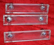 Set of 3 Lucite Drawer Pulls 4.75" long rectangular knobs Lot for sale  Shipping to Canada
