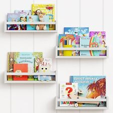 Set of 4 Floating Book Shelves for Wall, White Nursery Book Shelf for Kids Room for sale  Shipping to South Africa