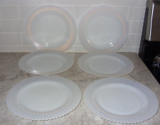 MacBeth Evans 6 Petalware Monax White Milk Glass Dinner Plates 9" Ringed Bottom for sale  Shipping to South Africa
