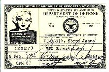 Tarjeta de identificación USO de Marilyn Monroe 1954, Norma Jean Dimaggio Browntone segunda mano  Embacar hacia Argentina