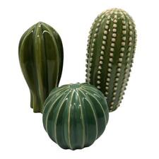 Juego de 3 figuras suculentas cactus de cerámica estatuas de cactus decoración del hogar suroeste segunda mano  Embacar hacia Mexico