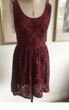 Used, SIZE 16 RED WINE BURNOUT DEVORE COTTON VELVET SKATER DRESS MISS SELFRIDGE  for sale  Shipping to South Africa