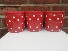 NEXT Red Polkadot Tea Coffee Sugar Canisters Kitchen Containers, used for sale  WEST BROMWICH