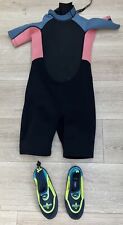 Kids Child’s Shorty Wetsuit Sea Holiday 11-12 Yrs H 57”-69"/ 146/152cm Inc Shoes, used for sale  Shipping to South Africa