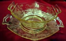 VINTAGE YELLOW ETCHED DEPRESSION GLASS MAYONNAISE BOWL & UNDERPLATE for sale  Melbourne
