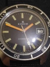 RARO RELOJ DE COLECCIÓN Y COLECCIÓN AÑOS 50 EDOX HYDROSTAR PIEL NEGRA MANUAL DE BUCEO 36MM segunda mano  Embacar hacia Argentina