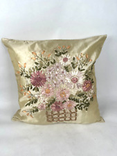 Travesseiro de arremesso fita decorativa bordada flores cor bege 16"x16" comprar usado  Enviando para Brazil