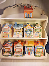 VINTAGE Avon Cottage House Spice Rack Set of 9 w/ original wood rack & labels for sale  Shipping to South Africa