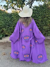 Hecho a mano Púrpura Mal de Ojo Festival Kimono - Vestido Boho de Playa - Vestido de vestir segunda mano  Embacar hacia Argentina
