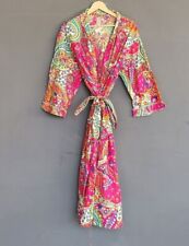 Novo Roupões Longos de Algodão Paisley Rosa Indiano Roupa de Dormir Roupões Kimono Noturno EUA, usado comprar usado  Enviando para Brazil