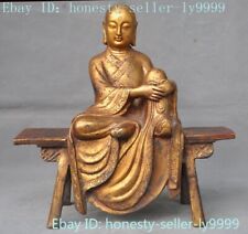 Tíbet bronce dorado banco de madera o taburete tangseng Ksitigarbha jizo estatua de monje segunda mano  Embacar hacia Argentina