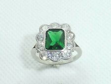 Ladies Ring Sterling 925 Solid Silver White Sapphire & Emerald Ring Handmade for sale  Shipping to South Africa