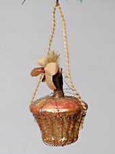 Antique VTG Blown Glass Crinkle Wire VASE w Flower Christmas Ornament Germany for sale  Shipping to South Africa