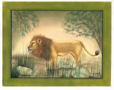 Handmade Animal Miniature Painting Of Lion Handmade Fine Art On Paper For Wall, used for sale  Shipping to Canada