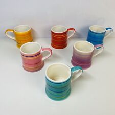 Whittard Of Chelsea Striped Hand Painted Espresso Cups Mugs x 6 for sale  Shipping to South Africa