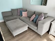 Grey corner sofa & footstool by DFS, used for sale  LONDON