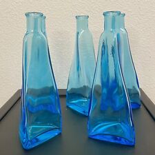 Vaso de mesa garrafa triangular torcido vidro azul conjunto com 5 comprar usado  Enviando para Brazil