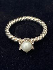 Used, Pretty Pearl Stone Silver Twist Ring Size N Maybe Pandora  for sale  DOVER