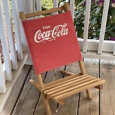 Silla de playa plegable de lona de madera Coca Cola de colección tamaño pequeño, usado segunda mano  Embacar hacia Mexico