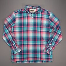 Chubbies Shirt Mens Large Blue PInk Plaid Polo In Tents Relaxation Long Sleeve for sale  Shipping to South Africa