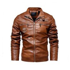 Jaqueta de couro masculina inverno lã PU jaqueta de couro masculina colarinho corta-vento comprar usado  Enviando para Brazil