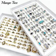 50/100 peças/lote anéis boêmios vintage estilo misto conjunto de anéis de junta folheados a prata comprar usado  Enviando para Brazil