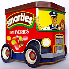 TIN ** VAN SHAPED * SMARTIES SWEETS  - 11 x 10 x 7 cm - FAIR to GOOD some patina for sale  Shipping to South Africa