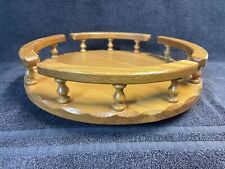 LAZY SUSAN turntable table wood oak spindle gallery rails condiment server 14”, used for sale  Shipping to South Africa