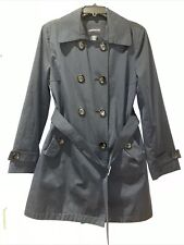 Trench coat feminino London Fog preto médio, primavera, chuva, peito duplo, BOM comprar usado  Enviando para Brazil