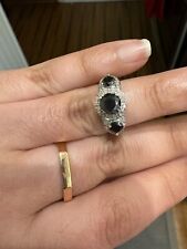 10k white gold 2 ctw black and white diamond ring size 6, used for sale  Shipping to South Africa