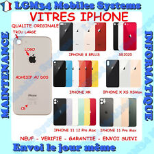 VITRE ARRIERE IPHONE 8 8+ SE X XR XS 11 12 13 PRO MAX LOGO CE ADHESIF GROS TROU d'occasion  Montpellier-