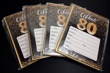 Lote de tarjetas de invitación de fiesta de cumpleaños 80 negras y doradas DISTINCTIVS con sobres segunda mano  Embacar hacia Argentina