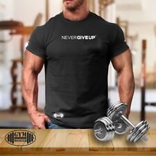 Never Give Up T Shirt Gym Clothing Bodybuilding Training Workout Boxing MMA Top for sale  Shipping to South Africa