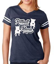 Pitbull Mama damska koszulka piłkarska z dekoltem w serek pitbull bully w kolorze sm, Md, Lg, Xl, 2xl na sprzedaż  Wysyłka do Poland