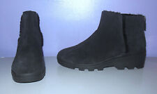 New Eileen Fisher Rescue Black Suede Genuine Shearling Ankle Wedge Boots Size 10 for sale  Shipping to South Africa