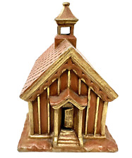 Cerâmica vila igreja ferrugem ouro porta aberta campanário decoração sazonal Natal comprar usado  Enviando para Brazil