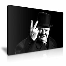 Winston Churchill V for Victory WWII Canvas Wall Art Picture Print 76cmx50cm  for sale  BIRMINGHAM