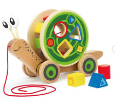 Used, Hape Walk-A-Long Snail Toddler Wooden Pull Toy & Shape Sorter for sale  Shipping to South Africa